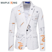 Muški uski blejzer jakne 2022 Modni Einstein print kostim za maturalnu zabavu s jednim gumbom Homme za muškarce Odjeća Ulična odjeća