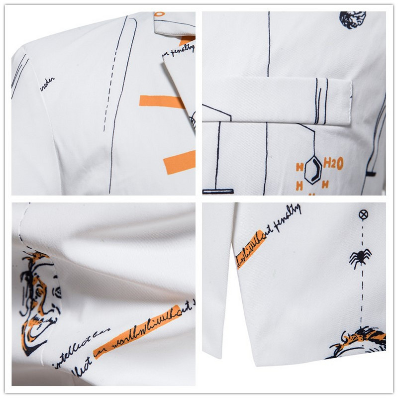 Muški uski blejzer jakne 2022 Modni Einstein print kostim za maturalnu zabavu s jednim gumbom Homme za muškarce Odjeća Ulična odjeća