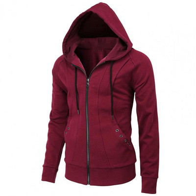 Jesen Zima Ženski kaput s patentnim zatvaračem, dugim rukavima, jednobojna kapa s kapuljačom, koja održava toplinu, uski kardigan s kapuljačom