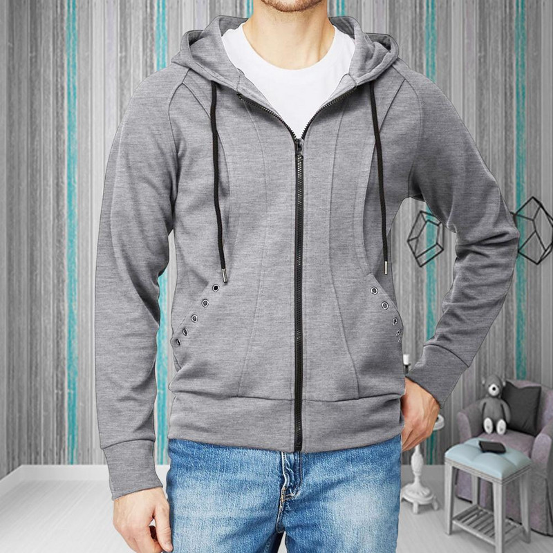 Jesen Zima Ženski kaput s patentnim zatvaračem, dugim rukavima, jednobojna kapa s kapuljačom, koja održava toplinu, uski kardigan s kapuljačom