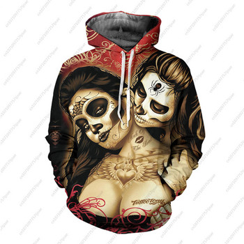 Gothic Beauty Skeleton Harajuku Πουλόβερ Ανδρικά/Γυναικεία Hip Hop Streetwear Hoodie Skull Σέξι τριαντάφυλλο για αγόρια υπερμεγέθη φούτερ