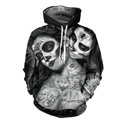 Gothic Beauty Skeleton Harajuku Πουλόβερ Ανδρικά/Γυναικεία Hip Hop Streetwear Hoodie Skull Σέξι τριαντάφυλλο για αγόρια υπερμεγέθη φούτερ