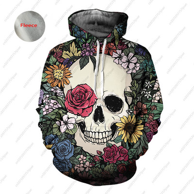 Gothic Beauty Skeleton Harajuku pulover Muški/Ženski Hip Hop Streetwear Hoodie Skull Sexy Rose Dječaci Djevojčice Prevelika majica