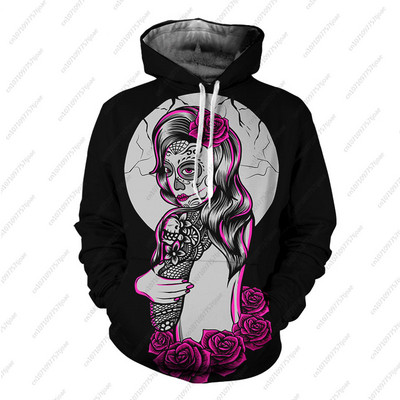 Gothic Beauty Skeleton Harajuku pulover Muški/Ženski Hip Hop Streetwear Hoodie Skull Sexy Rose Dječaci Djevojčice Prevelika majica