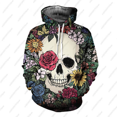 Gothic Beauty Skeleton Harajuku pulover Muški/Ženski Hip Hop Streetwear Hoodie Skull Sexy Rose Dječaci Djevojčice Prevelika majica