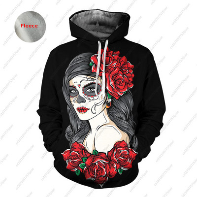 Gothic Beauty Skeleton Harajuku pulover Muški/Ženski Hip Hop Streetwear Hoodie Skull Sexy Rose Dječaci Djevojčice Prevelika majica