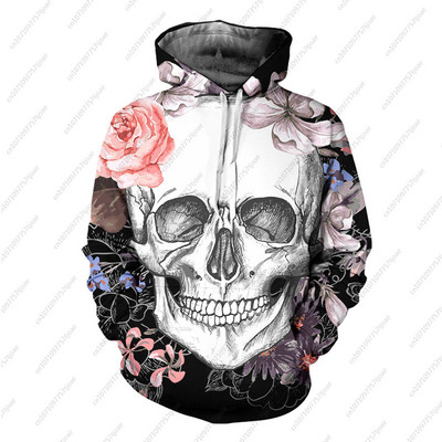Gothic Beauty Skeleton Harajuku pulover Muški/Ženski Hip Hop Streetwear Hoodie Skull Sexy Rose Dječaci Djevojčice Prevelika majica