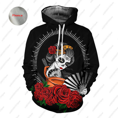 Gothic Beauty Skeleton Harajuku pulover Muški/Ženski Hip Hop Streetwear Hoodie Skull Sexy Rose Dječaci Djevojčice Prevelika majica