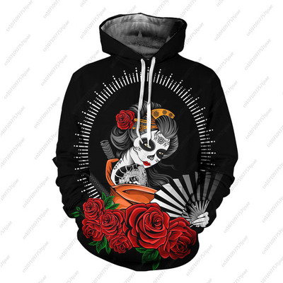 Gothic Beauty Skeleton Harajuku pulover Muški/Ženski Hip Hop Streetwear Hoodie Skull Sexy Rose Dječaci Djevojčice Prevelika majica