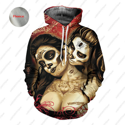 Gothic Beauty Skeleton Harajuku pulover Muški/Ženski Hip Hop Streetwear Hoodie Skull Sexy Rose Dječaci Djevojčice Prevelika majica