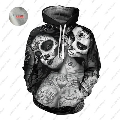Gothic Beauty Skeleton Harajuku pulover Muški/Ženski Hip Hop Streetwear Hoodie Skull Sexy Rose Dječaci Djevojčice Prevelika majica