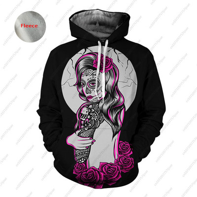 Gothic Beauty Skeleton Harajuku pulover Muški/Ženski Hip Hop Streetwear Hoodie Skull Sexy Rose Dječaci Djevojčice Prevelika majica
