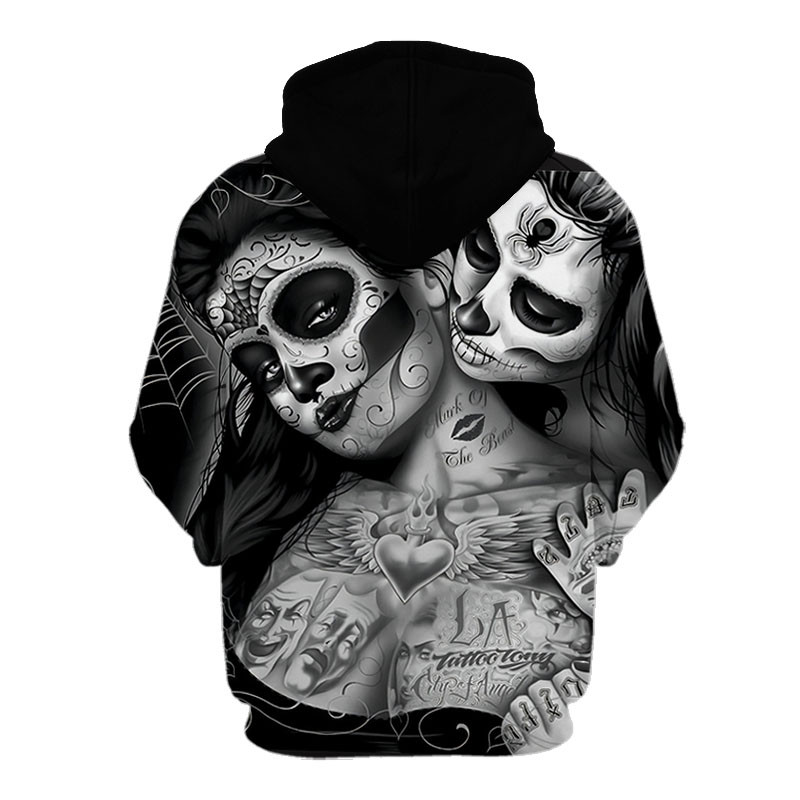 Gothic Beauty Skeleton Harajuku pulover Muški/Ženski Hip Hop Streetwear Hoodie Skull Sexy Rose Dječaci Djevojčice Prevelika majica
