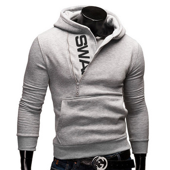 2023 Модни мъжки ежедневни тънки печатащи се букви глава Страничен цип Кашмирен пуловер Есенни мъжки суичъри Горни дрехи