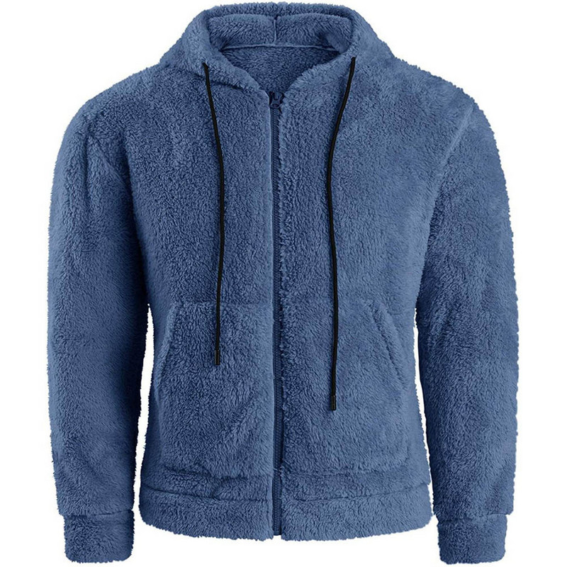 Sügistalvine meeste vabaaja fliisist kampsun kapuutsiga lukuga jakk Moodne meessoost tänavarõivas, nööriga kapuutsiga kampsun