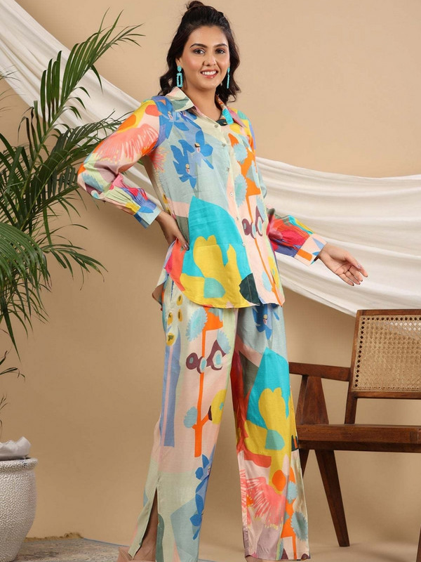 Dvodijelni komplet s cvjetnim printom Topovi bluza dugih rukava i odijela s hlačama Proljeće Jesen Ženski komplet s plaštom Modna odjeća