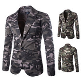 Jachetă pentru costum de camuflaj în stil militar pentru bărbați Blazer cu mânecă lungă supradimensionată din bumbac, haină ocazională, verde, pentru bărbați