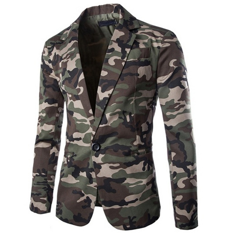 Jachetă pentru costum de camuflaj în stil militar pentru bărbați Blazer cu mânecă lungă supradimensionată din bumbac, haină ocazională, verde, pentru bărbați