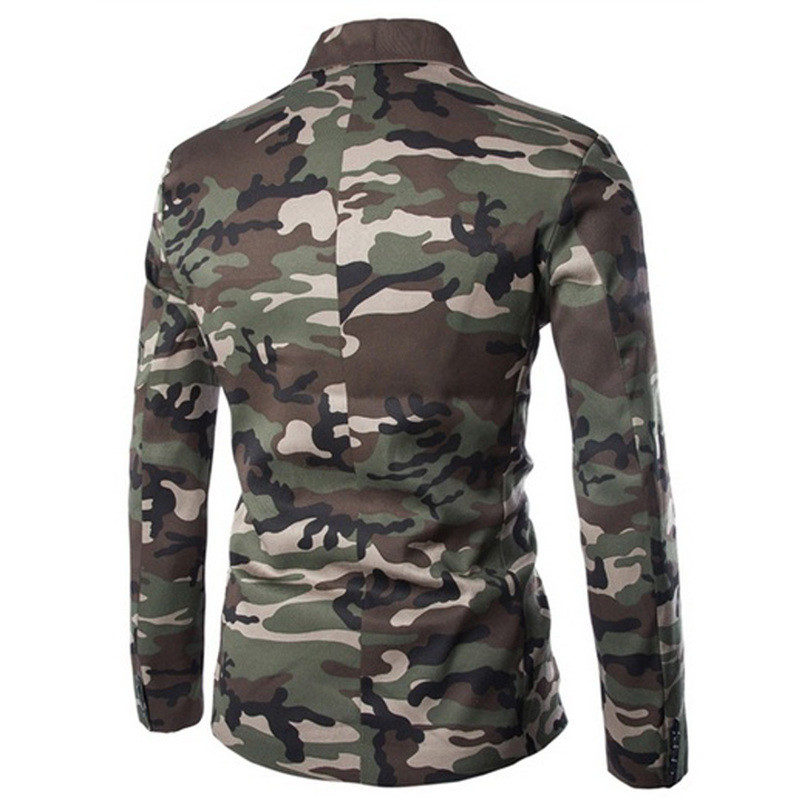 Jachetă pentru costum de camuflaj în stil militar pentru bărbați Blazer cu mânecă lungă supradimensionată din bumbac, haină ocazională, verde, pentru bărbați