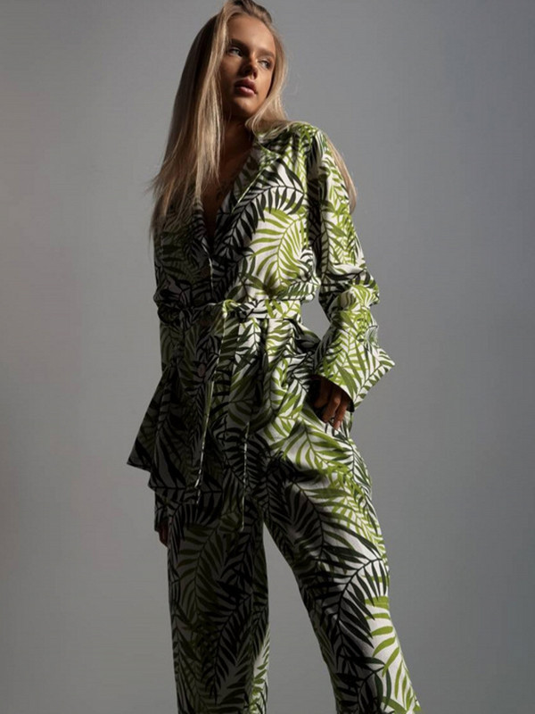 Kaheosaline komplekt pühade laia säärega pükste komplekt naiste vintage boho maxi särk Sügis vabaaja vaba töö Tänavarõivad Y2k 2023 varustus