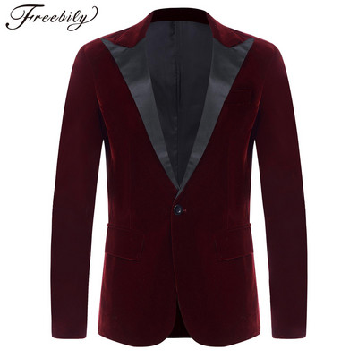 Тенденция на мъжката мода Кадифе Смокинг за младоженеца Slim Fit Сватбена рокля за парти Бизнес Ежедневен костюм Сако Банкет Единични блейзъри Палто