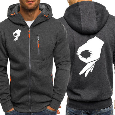 It'S OK Muška majica s patentnim zatvaračem s printom gesta Kreativnost Smiješne majice s kapuljačom O izrezom Hip hop dugih rukava Udobna meka muška odjeća