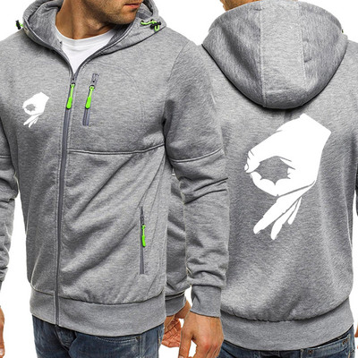 It'S OK Muška majica s patentnim zatvaračem s printom gesta Kreativnost Smiješne majice s kapuljačom O izrezom Hip hop dugih rukava Udobna meka muška odjeća