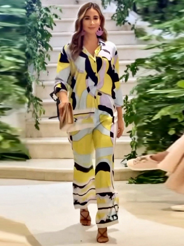 Kaheosaline naiste komplekt Kevadsügisene pikkade varrukatega särgipluus, topp ja püksid, kostüümid, rõivad, mood, kontori naised, sobivad komplektid.