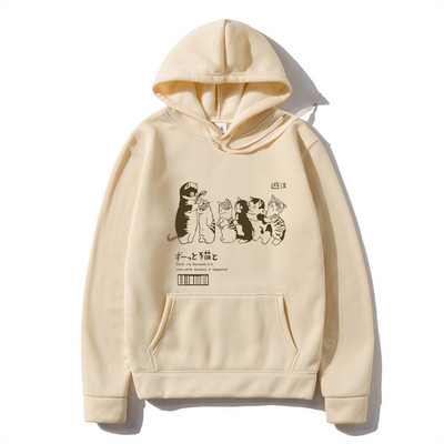 Muške prevelike muške majice s kapuljačom Sweatshirts Odjeća Hip Hop Cat Shower Hoodie s uličnim printom Jesen Zima Ležerna japanska ulična odjeća
