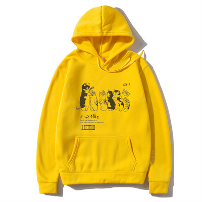 Ανδρικά υπερμεγέθη ανδρικά φούτερ με κουκούλα Φούτερ Ρούχα Hip Hop Cat Shower Street print Φούτερ με κουκούλα φθινόπωρο Χειμώνας Casual Ιαπωνικά ρούχα δρόμου