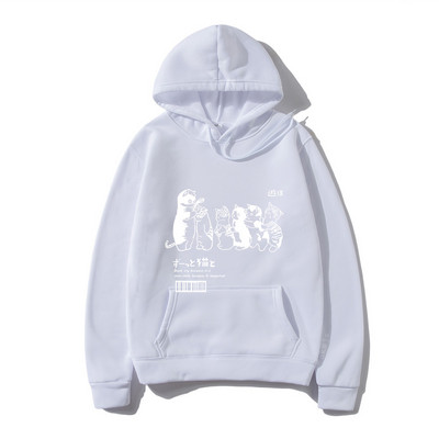 Ανδρικά υπερμεγέθη ανδρικά φούτερ με κουκούλα Φούτερ Ρούχα Hip Hop Cat Shower Street print Φούτερ με κουκούλα φθινόπωρο Χειμώνας Casual Ιαπωνικά ρούχα δρόμου