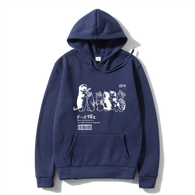 Ανδρικά υπερμεγέθη ανδρικά φούτερ με κουκούλα Φούτερ Ρούχα Hip Hop Cat Shower Street print Φούτερ με κουκούλα φθινόπωρο Χειμώνας Casual Ιαπωνικά ρούχα δρόμου