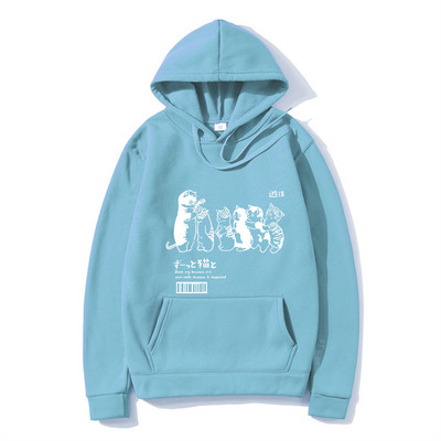 Ανδρικά υπερμεγέθη ανδρικά φούτερ με κουκούλα Φούτερ Ρούχα Hip Hop Cat Shower Street print Φούτερ με κουκούλα φθινόπωρο Χειμώνας Casual Ιαπωνικά ρούχα δρόμου