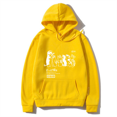 Ανδρικά υπερμεγέθη ανδρικά φούτερ με κουκούλα Φούτερ Ρούχα Hip Hop Cat Shower Street print Φούτερ με κουκούλα φθινόπωρο Χειμώνας Casual Ιαπωνικά ρούχα δρόμου