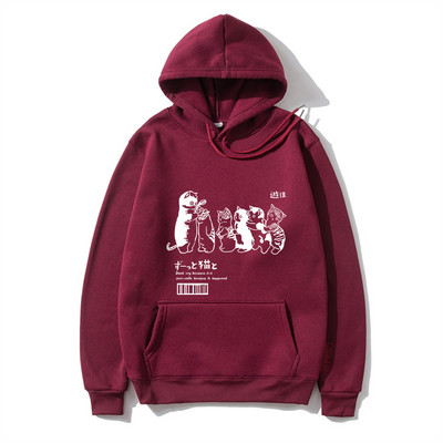 Ανδρικά υπερμεγέθη ανδρικά φούτερ με κουκούλα Φούτερ Ρούχα Hip Hop Cat Shower Street print Φούτερ με κουκούλα φθινόπωρο Χειμώνας Casual Ιαπωνικά ρούχα δρόμου