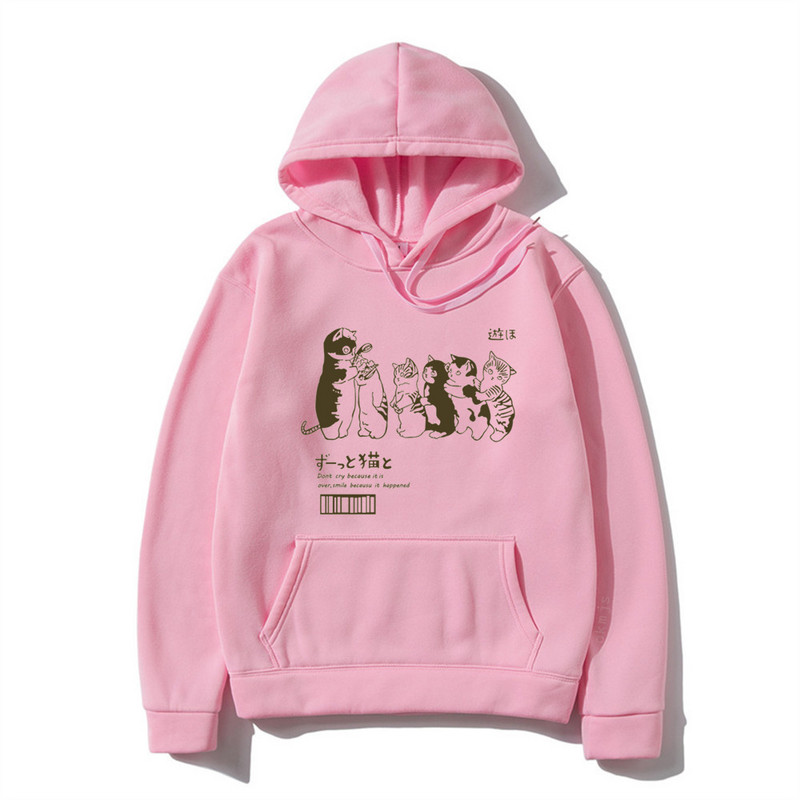 Ανδρικά υπερμεγέθη ανδρικά φούτερ με κουκούλα Φούτερ Ρούχα Hip Hop Cat Shower Street print Φούτερ με κουκούλα φθινόπωρο Χειμώνας Casual Ιαπωνικά ρούχα δρόμου