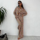 Two Piece Γυναικείο Σετ Καλοκαιρινό Φθινοπωρινό μακρυμάνικο πουκάμισο Μπλούζα Μπλούζα και Παντελόνι Κοστούμια Κοστούμια Μόδα Γραφείο Γυναικεία ασορτί σετ Στολή