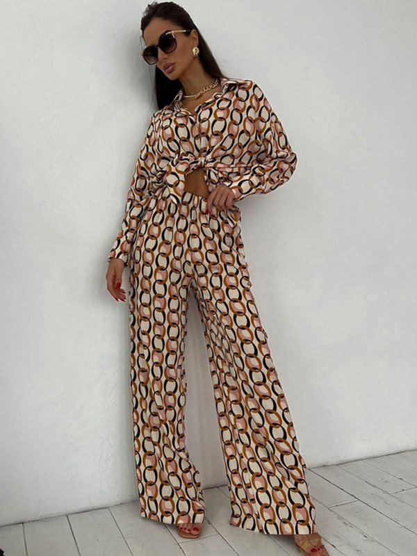 Two Piece Γυναικείο Σετ Καλοκαιρινό Φθινοπωρινό μακρυμάνικο πουκάμισο Μπλούζα Μπλούζα και Παντελόνι Κοστούμια Κοστούμια Μόδα Γραφείο Γυναικεία ασορτί σετ Στολή