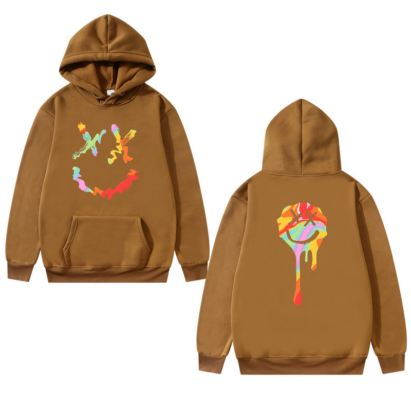 Meeste dressipluusid Mood Rõõmsa Smile Print Kapuutsiga kampsunid Mehed Naised Hip Hop Pullovers Paari Tänavarõivad