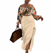 2-osaline komplekt Seksikas mood rannanaised 2023. aasta sügissuvi naiste pikkade varrukatega topid ja maxi seelikud, ülikonnad, sobivad komplektid