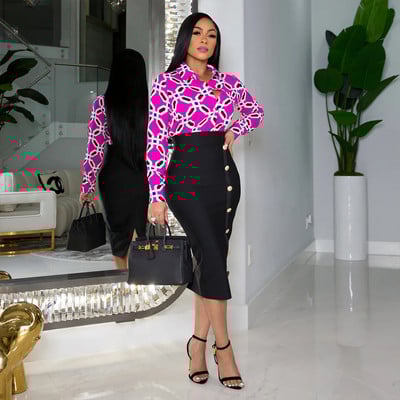 Kompleti suknji od 2 komada Afričke haljine za žene Nigerija Turska Afrička odjeća Haljina za uredske dame Dashiki ženske haljine Ankara