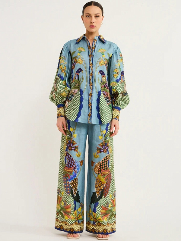 2-dijelni ženski set Dashiki Afrička majica dugih rukava Bluza Top i hlače Odijela Modni kompleti za uredske dame Odgovarajući kompleti