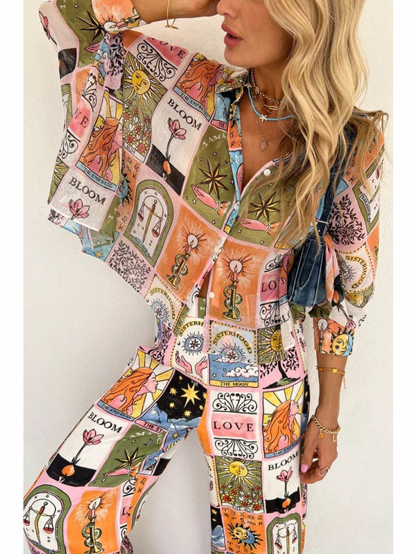 2-dijelni ženski kompleti Novi dolazak Ljeto Jesen Odgovarajući setovi Cvjetni print Dvodijelni kompleti Gornje hlače Odijela Odjeća