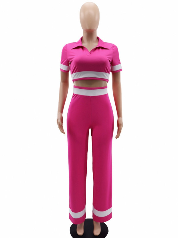 Γυναικείο σετ 2 τεμαχίων 2023 Νέα άφιξη Καλοκαίρι φθινόπωρο ασορτί σετ ρίγες εκτύπωσης δύο τεμαχίων Σετ τοπ και παντελόνια Κοστούμια ρούχα Ρούχα