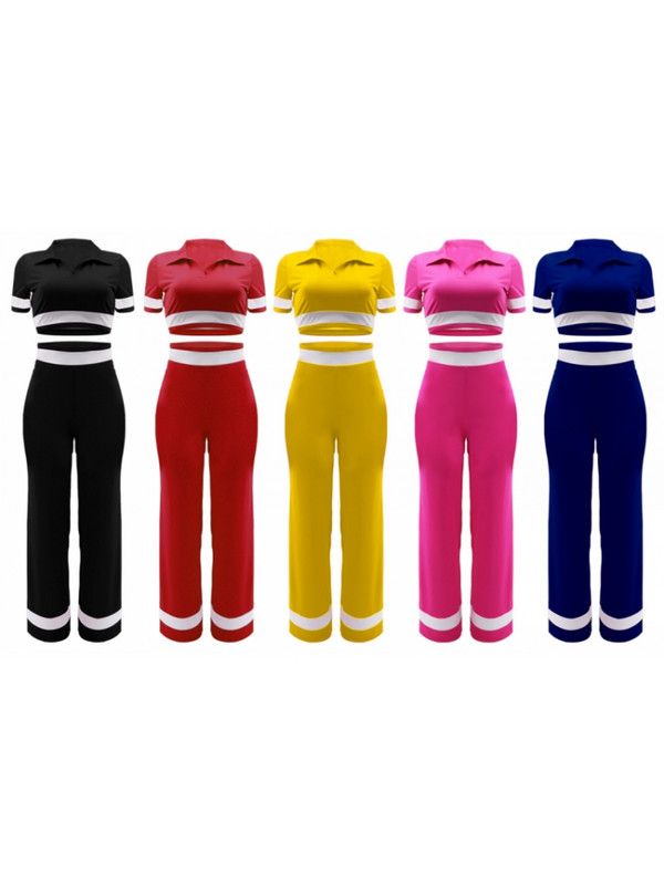 Γυναικείο σετ 2 τεμαχίων 2023 Νέα άφιξη Καλοκαίρι φθινόπωρο ασορτί σετ ρίγες εκτύπωσης δύο τεμαχίων Σετ τοπ και παντελόνια Κοστούμια ρούχα Ρούχα