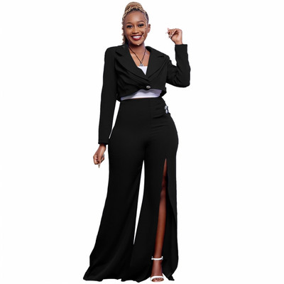 2-osalised naiste komplektid, 2023. aasta kevadsuvi, sinised punased bleiserid, ülikonnatopid ja kõrge lõhega püksid, kaheosalised spordidressi komplektid