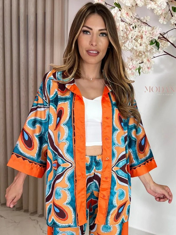 2-osalised naistekomplektid, suvised sügislilleprintidega pluusisärk, naiste ülikonnatopid ja pükste komplekt, kaheosaline spordidressi komplekt