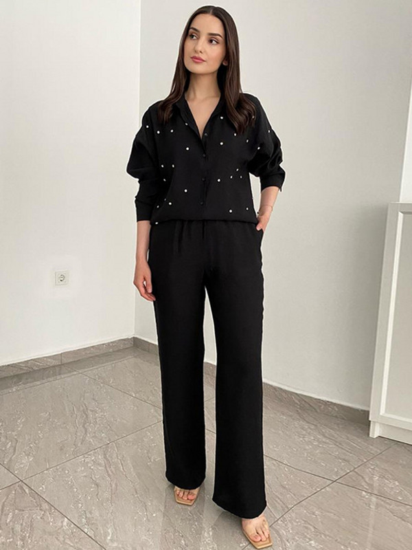 2-dijelni ženski komplet 2023. Ljeto Jesen Košulja dugih rukava Bluza i hlače Odijela Modni kompleti za uredske dame Odgovarajući kompleti