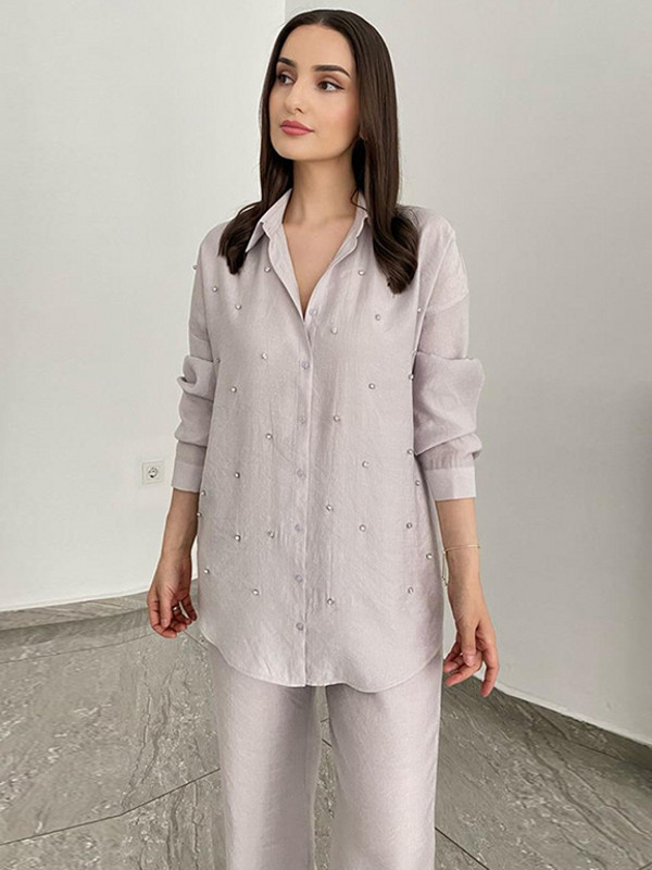 2-dijelni ženski komplet 2023. Ljeto Jesen Košulja dugih rukava Bluza i hlače Odijela Modni kompleti za uredske dame Odgovarajući kompleti