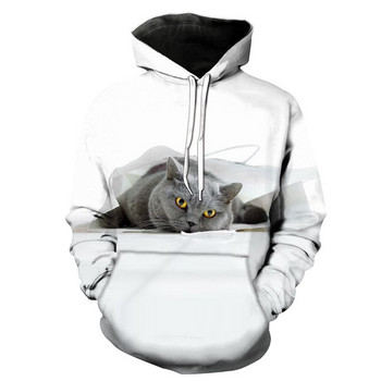Анимационни kawaii качулки 3D Printed Cat oversize Мъжки дамски суичър Пуловер Суичъри с дълъг ръкав и качулка Горнища Мъжко облекло